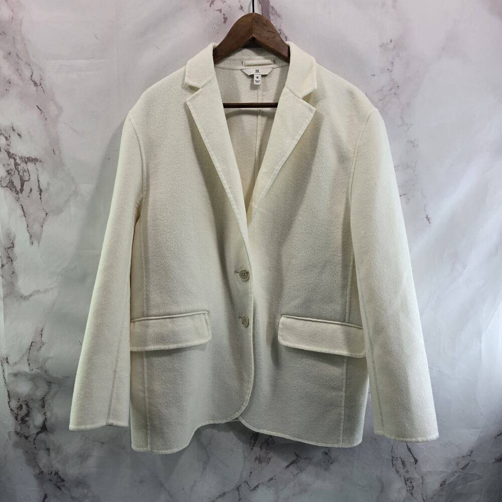 Banana Republic Blazer Size Medium White Wool Transitional Snow Day Fleece Coat